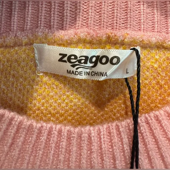 Zeagoo Floral Daisy Balloon Sleeve Mock Neck Women’s Sweater Size XL Pink - Picture 3 of 6